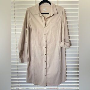 J. Jill live in chino button up dress 8 beige off white thick cotton spandex